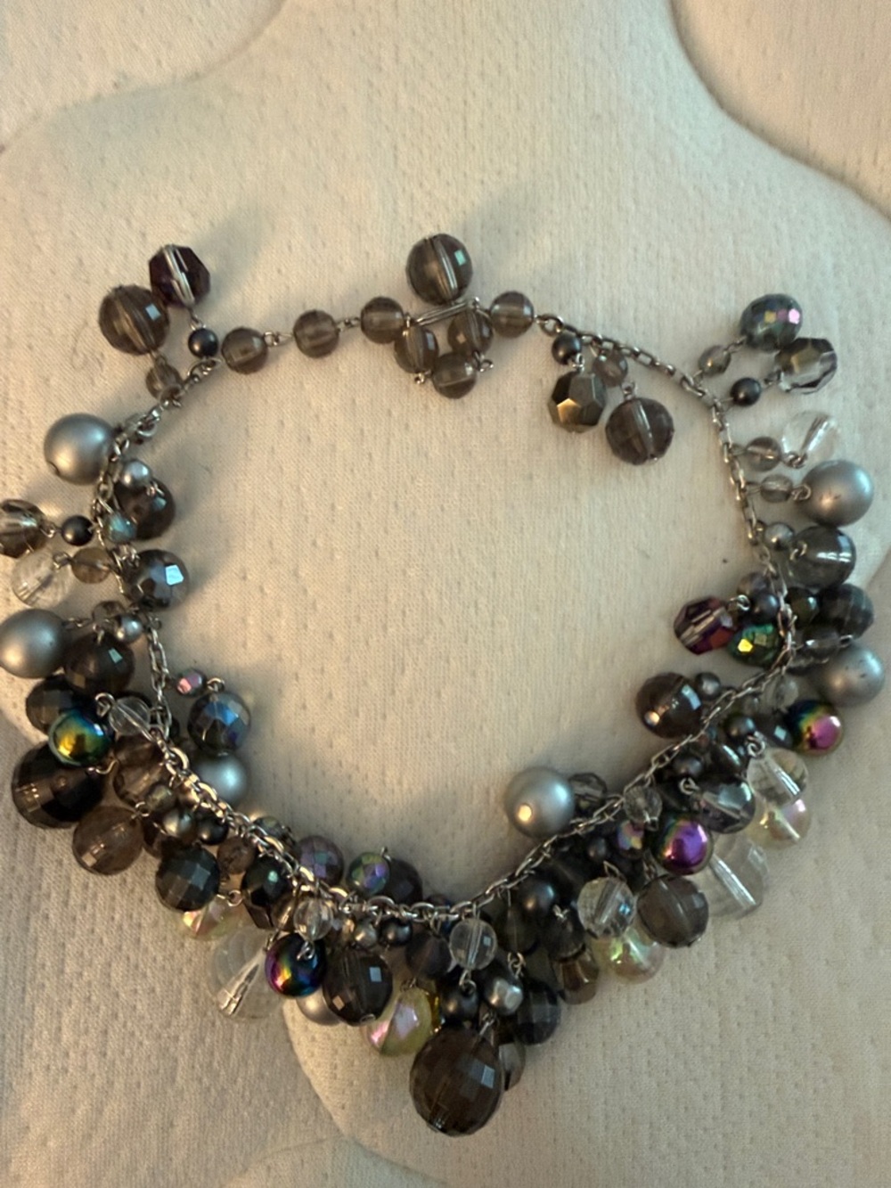 Silver-Tone Multi Bead Charm Necklace - Women Jewelry